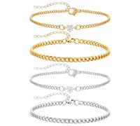 J.Fée Bracciali Coppia Braccialetti Amicizia Bracciali Amicizia Bracciale Donna Argento 925 Bracciale Donna Oro Con Cuore Forma zirconi Regalo Amica Regali Fidanzato Natale Regali di Coppia
