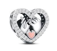 J.Fée Charm Cuore Ciondoli Ciondolo Charm Originali Ciondoli Originale Compatibili Bracciale Collana, Regalo Donna Regalo Festa Della Mamma