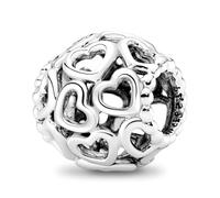 J.Fée Charm Cuore Ciondoli Ciondolo Ciondoli Originale Charm Originali Cuore di Scheletro Compatibili Bracciale Collana, Regalo Donna Regalo Festa Della Mamma