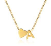 J.Fée Collana Con Iniziale Donna - 14K Placcato Oro Collane, 26 Iniziale A-Z Collana Cuore Regolabile,Collane Gioielli Donna Regalo Mamma Fidanzata Regalo Amica A