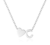 J.Fée Collana Con Iniziale Donna - Argento 925 O 14K Placcato Oro, 26 Iniziale A-Z Collana Cuore Regolabile,Collane Gioielli Donna Regalo Mamma Fidanzata Regalo Amica Oro-Argento
