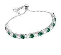 J.Fée Regalo Donna, Bracciale Donna Bracciali Donna Bracciale Donna Argento 925 Bracciale Tennis Donna Bracciale Argento Donna Bracciali Donna Argento Regali Per Lei Regalo Mamma,Zircone Verde
