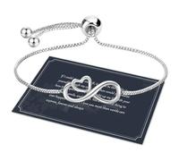 J.Fée Regalo Donna Regalo per Lei, Bracciale Donna Argento 925 con Infinito Cuore Bracciale Argento Regolabile Bracciali Regalo per Mamma Amica Ragazza