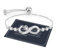 J.Fée Regalo Donna Regalo per Lei, Bracciale Donna Argento 925 con Infinito Cuore Bracciale Argento Regolabile Bracciali Regalo per Mamma Amica Ragazza