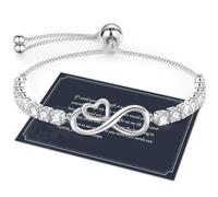 J.Fée Regalo Donna Regalo per Lei, Bracciale Donna Argento 925 con Infinito Cuore Bracciale Argento Regolabile Bracciali Regalo per Mamma Amica Ragazza