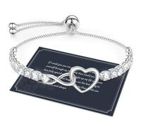 J.Fée Regalo Donna Regalo per Lei, Bracciale Donna Argento 925 con Infinito Cuore Bracciale Argento Regolabile Bracciali Regalo per Mamma Amica Ragazza