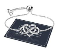 J.Fée Regalo Donna Regalo per Lei, Bracciale Donna Argento 925 con Infinito Cuore Bracciale Argento Regolabile Bracciali Regalo per Mamma Amica Ragazza