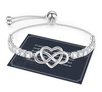 J.Fée Regalo Donna Regalo per Lei, Bracciale Donna Argento 925 con Infinito Cuore Bracciale Argento Regolabile Bracciali Regalo per Mamma Amica Ragazza
