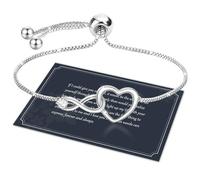J.Fée Regalo Donna Regalo per Lei, Bracciale Donna Argento 925 con Infinito Cuore Bracciale Argento Regolabile Bracciali Regalo per Mamma Amica Ragazza