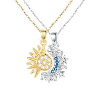 J.Fée Sole e Luna Anello Donna Argento 925 Regolabile Set Anelli Donna Argento 925, Regali di Coppia Collana Sole e Luna Argento
