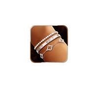 J.Fée Tennis Bracciale Donna Acciaio Inossidabile Bracciali Donna Rigido Bracciale Quadrifoglio Zirconio Cubico Bracciali, Regalo Donne Compleanno Regali, 3 Pezzi