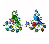 J-Fly Decorazione da parete con pavone in metallo, decorazione da parete tropicale per esterni, 27,9 cm
