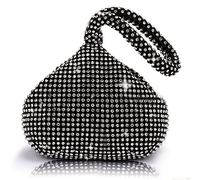 J&G - borsa a mano, a triangolo, con strass, pochette da sera, festa di nozze, colore: black