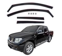 J&J AUTOMOTIVE | GP Deflettori d'Aria Antiturbo Adatti per Navara D40 4 Porte 2005-2015 Set di 4 Pezzi Anteriore E Posteriore Nero Antivento Antipioggia Fume' Oscurati Aerodinamico
