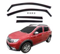 J&J AUTOMOTIVE GP Deflettori d'Aria per Dacia Sandero/Stepway 2012-2020, Set da 4 Pezzi, Antiturbo Antivento Antipioggia, Anteriore Nero fumé Oscurato