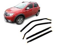 J&J AUTOMOTIVE HEKO Deflettori per Dacia Sandero/Stepway 2012-2020, 4 pezzi | 4 deflettori HEKO per Dacia Sandero/Stepway, PMMA 3 mm, fumé, canale del finestrino.