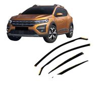 J&J AUTOMOTIVE HEKO Deflettori per Dacia Sandero/Stepway dal 2021, 4 pezzi | 4 deflettori HEKO per Dacia Sandero/Stepway, PMMA 3 mm, fumé, canale del finestrino.