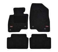 J&J AUTOMOTIVE Tappetini in Tessuto su Misura per Mazda 3 2013-2017, Set da 4 Pezzi Anteriori e Posteriori, Antiscivolo, di Velluto con Logo, Colore Nero