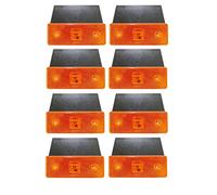 J/J Set Di 8 Luci Di Posizione A LED Arancione 12V Omologati E- Mark Con Supporti In Gomma Per Telaio Rimorchio Camion Caravan Furgone