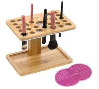 J JACKCUBE DESIGN JackCubeDesign MK288B - Supporto per pennelli da trucco e cosmetici, in bambù, pieghevole, a torre, con supporto a torre (26 fori, completamente assemblato)