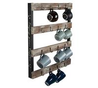 J JACKCUBE DESIGN Porta tazze da caffè da parete in legno rustico con 16 ganci appendiabiti per casa, cucina Display Storage e raccolta: MK519A