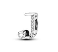 J Lettera e Fascino Cuore, Accessorio Braccialetto Fascino in Argento Sterling 925, Compatibile con Collana Braccialetto Pandora, Regalo per le Donne