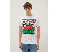 J LICENZE U.SICEM, T-shirt In Puro Cotone Bianca Regular Fit Con Stampa Keith Haring, Uomo, Bianco, Taglia: XXL