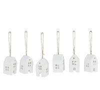 J-Line Scatola 6 Sospensione Casa Cotone Maché Bianco