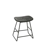 J-Line Sgabello rettangolare in legno riciclato, nero, Small
