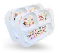 j&m Piatto di apprendimento sano, controllo delle porzioni diviso con sezioni per imparare la nutrizione, gruppi alimentari e dimensioni delle porzioni, lavabile in lavastoviglie (confezione da 2)
