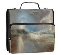 J m W Turner Prints Stormy Sea Shoal 1 1/2 Inch Raccoglitore 3 anelli Zip Up Raccoglitore Organizzatore Scuola Raccoglitore Borsa con Tracolla Tessuto Multi Tasche Grande Cartella Portfolio