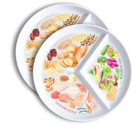 j&m Your Plate: Piatto dietetico diviso per adulti (2 pezzi) - Sezione scanalata unica e idee alimentari, lavabile in lavastoviglie