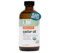 J MAC BOTANICALS Organic Castor Oil Cold Pressed (Glass Bottle, 8 oz, NO DROPPER), Pure Castor Oil, Hexane free, Castor Oil for face, Skin, Castor Oil for Eyelases, Cold Pressed Organic Castor Oil