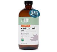 J MAC BOTANICALS Organic Pure Castor Oil Cold Pressed (Glass Bottle, 16 oz), Hexane free, Castor Oil for face, skin, olio di ricino per ciglia