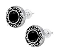 J.MUEN Uomo Orecchini Nero Zirconia Donna Argento 925 Orecchini Anallergici con Cofanetto Regaloa