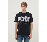 J MUSIC MATTER UOMO, T-shirt In Puro Cotone Nero Regular Fit Con Logo Ac/dc, Uomo, Nero, Taglia: L