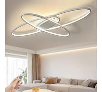 J.SUNUN Plafoniera LED Soffitto Dimmerabile Lamp 3000K-6000K Moderno 3-Anello Ovale Designer Lampada a Sospensione Per Soggiorno Camera da letto Sala pranzo Cucina Ufficio Lampadario,Bianco 130CM