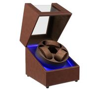 J&T Technology Caricatore per orologi automatici, carica orologi automatico con luce LED, cassa rotante con motore giapponese silenzioso, 4 modalità di rotazione, USB tipo C, Marrone