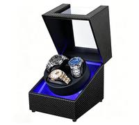 J&T Technology Caricatore per orologi automatici, carica orologi automatico con luce LED, cassa rotante con motore giapponese silenzioso, 4 modalità di rotazione, USB tipo C, Pelle in fibra di