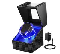 J&T Technology Caricatore per orologi automatici, carica orologi automatico con motore super silenzioso, rotatore per orologi con LED, 4 modalità di rotazione, adattatore di tipo C (nero TQW, carica