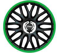 J-Tec J13517 Set Di 4 Copricerchi Orden R 13 Pollici Nero/Verde + Anello Cromato, Chrome