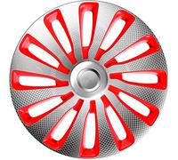 J-Tec J13533 Set Di 4 Copricerchi Sepang 13 Pollici Argento/Rosso/Look Carbonio, Nero