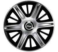 J-Tec J14527 Set Di 4 Copricerchi Maximus 14 Pollici Argento/Nero + Anello Cromato, Chrome, 35,5 Cm