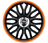 J-Tec J16519 Set Di 4 Copricerchi Orden R 16 Pollici Nero/Arancione + Anello Cromato, 40,7 Cm