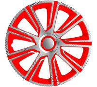 J-Tec Set di 4 Copricerchi Veron 13 Pollici Argento/Rosso/Look Carbonio