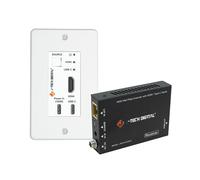 J-Tech Digital 4K HDMI & USB C Extender Over Single Cat5 5e 6 7 Cable, Up to 164ft Wall Plate Over Ethernet HDR Dolby Vision USB-C Charging Port, PoC, IR, Auto-Switch [JTECH-EXW30]