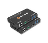J-Tech Digital Estensore USB 3.2 su cavo Ethernet CAT6A da 100 m, dotato di ingresso USB-C e uscite USB-A, PoC bidirezionale, funziona con webcam PTZ fotocamere, mouse, tastiere, stampanti