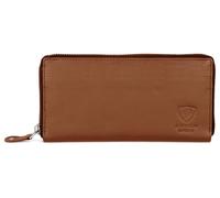 J. Wilson London Portafoglio da donna in pelle con chiusura a cerniera, con scomparto per carte di credito e RFID, Marrone chiaro vintage, M, Contemporaneo