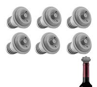 J110 - Set di 4 tappi sottovuoto, per conservare il vino, riutilizzabile, mantiene il vino fresco, ideale come regalo (grigio, 6 pezzi)