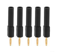 J20011 - 5 adattatori a banana da 2 mm maschio a femmina da 4 mm, connettori di conversione in ottone per puntali, 36 A 60 V, rosso, nero, giallo, verde, blu (nero)